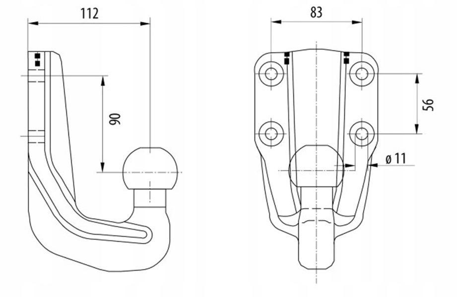 Hak Holowniczy KULA 4 śruby BRINK OBNIŻONY + śruby EAN (GTIN) 8712762785003
