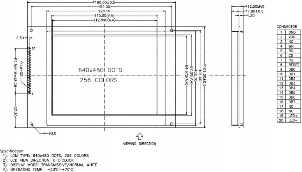 ART LCD 640x480 TFT-RGB 5,6" z pamięcią obraz Producent AVD