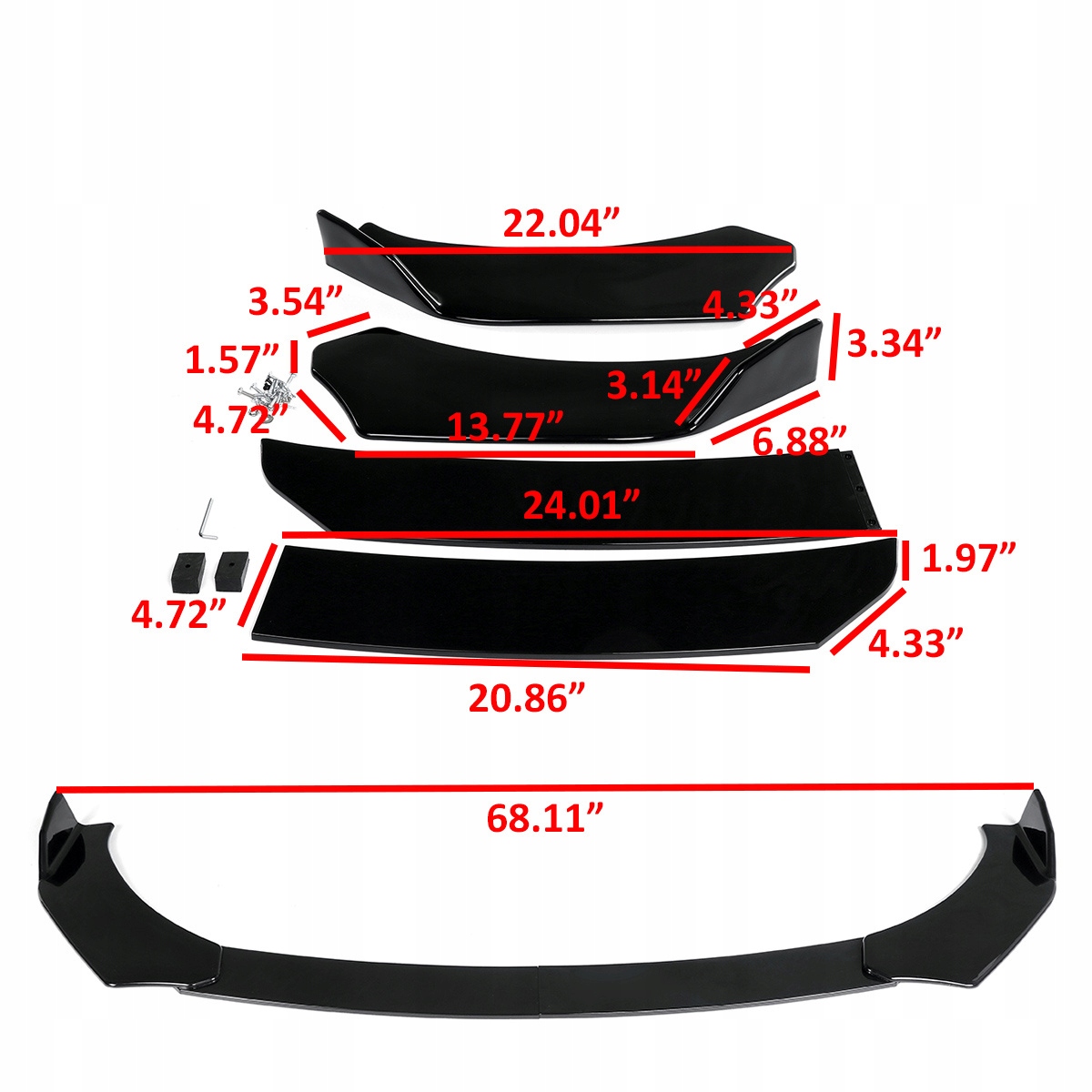 UNIWERSALNY SPLITTER DOKŁADKA ZDERZAKA SPOJLER 4CZ Kolor czarny