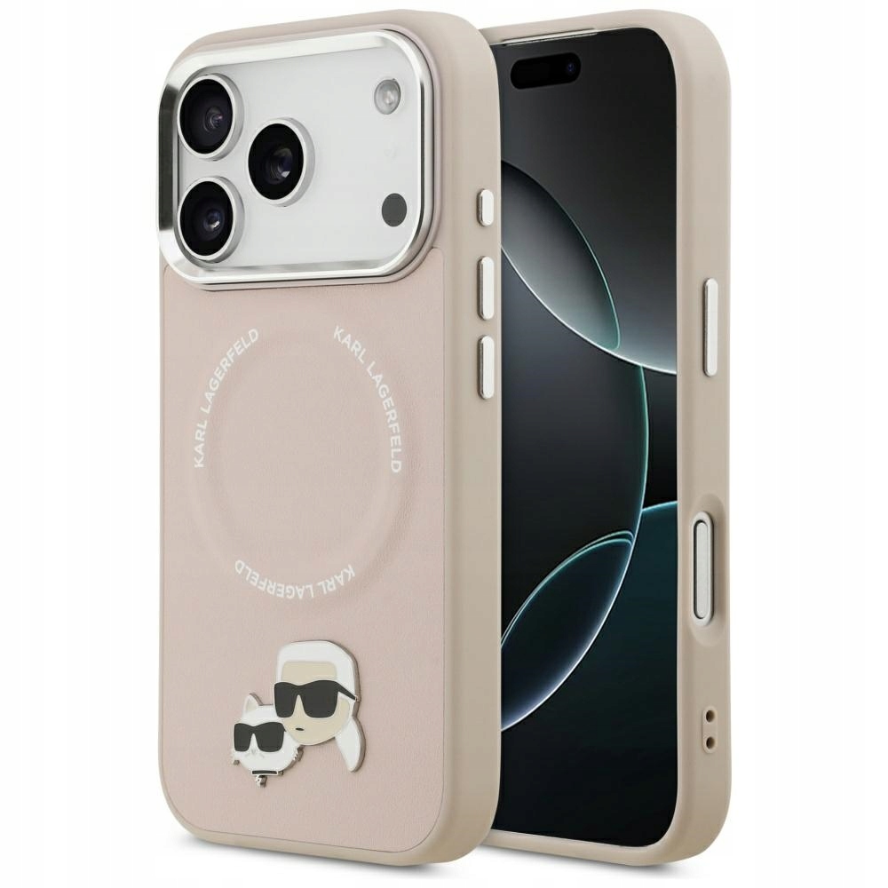 Pouzdro Karl Lagerfeld Karl & Choupette Pins MagSafe pro iPhone 17 Pro růžové