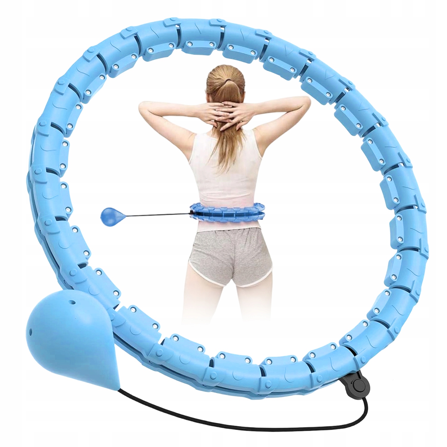 Hula Hop Fitness Regulowany Z Piłką Do Ćwiczeń Niebieski