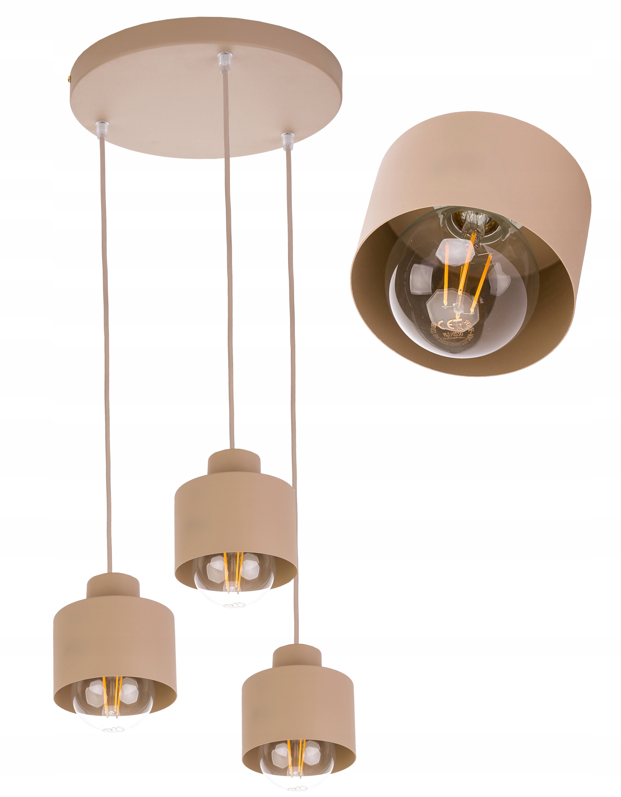 Závěsná Lampa Zwis Lustr Stropní stínidlo Hrnek E27 Kašmír béžová ecru béžová