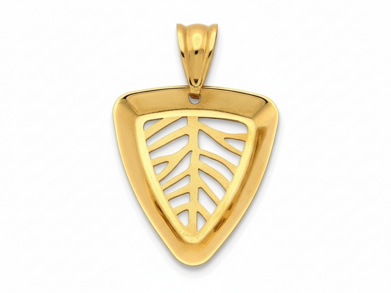 Zlatý přívěsek 585, trojúhelníkový list, elegantní, dámský, 1.22 g