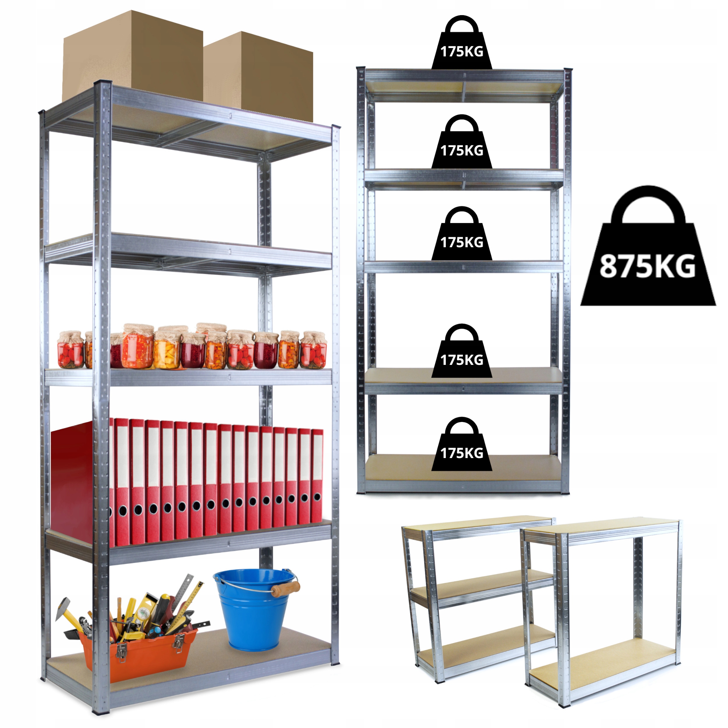 

Regał Magazynowy Metalowy 5 Półek 180x90x40 875kg
