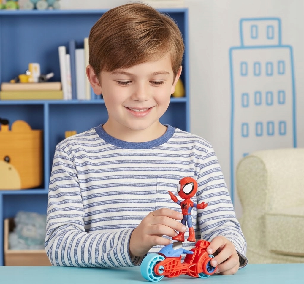 Zestaw HASBRO: Figurka SPIDEY SPIDERMAN + pojazd MOTOR Ruchome elementy Marka Hasbro