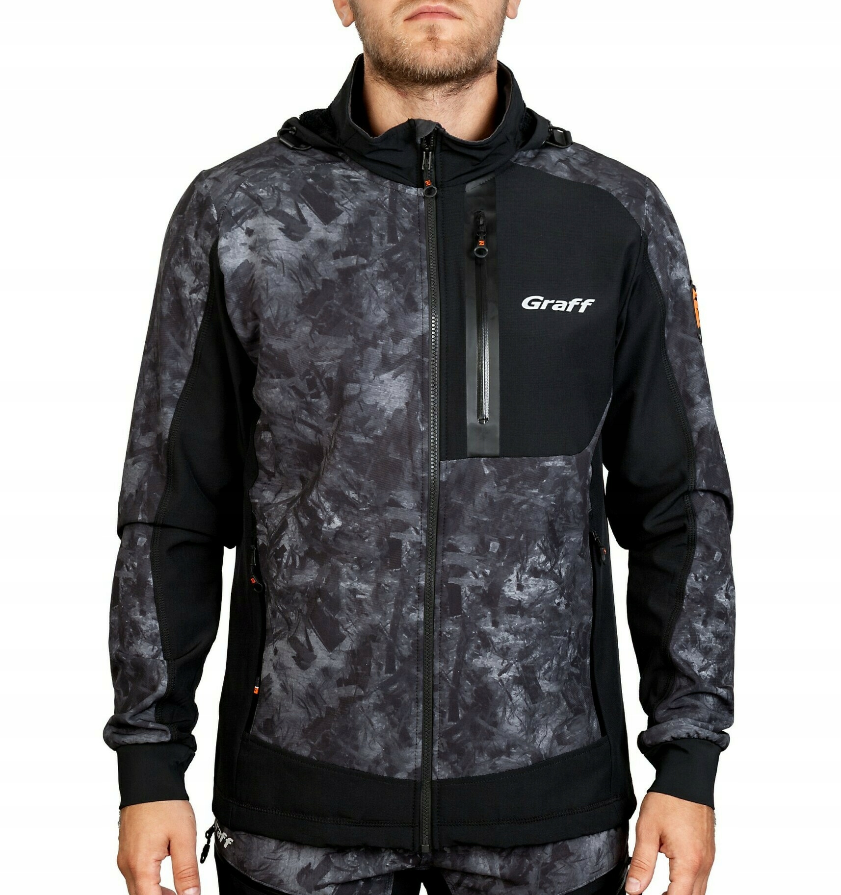 Kurtka męska z kapturem lekka Softshell 561-S-8 na zamek Graff XXL