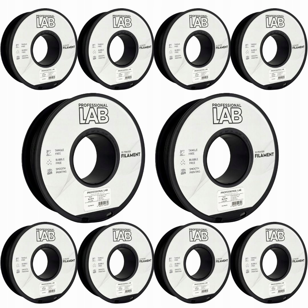 10x Filament Pla+ Black Prof. Lab. 1,75 mm 1000 g 3D tlačiareň