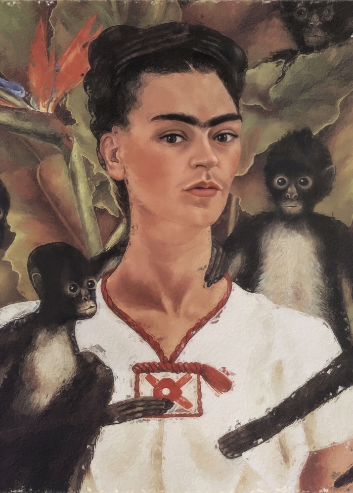 FRIDA KAHLO AUTOPORTRET Z MAŁPAMI PLAKAT A2 59,4x42cm #445