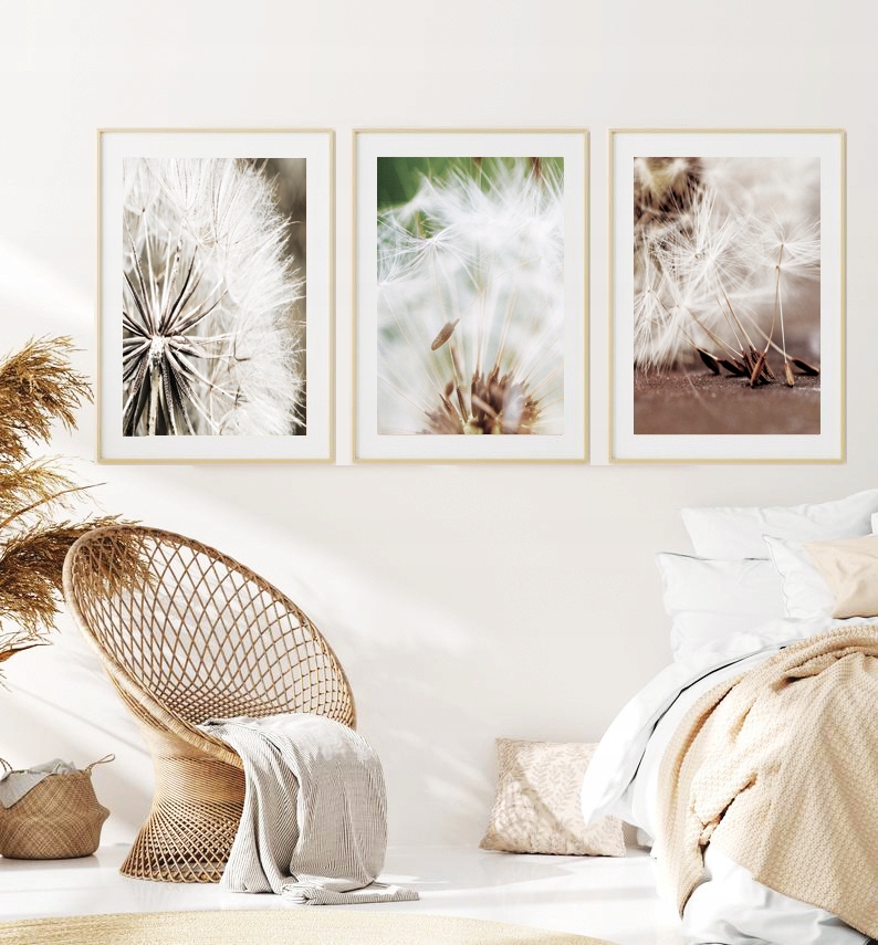 OBRAZY PLAKATY ZESTAW 3 SZTUKI A4 DMUCHAWCE BOHO Marka inna