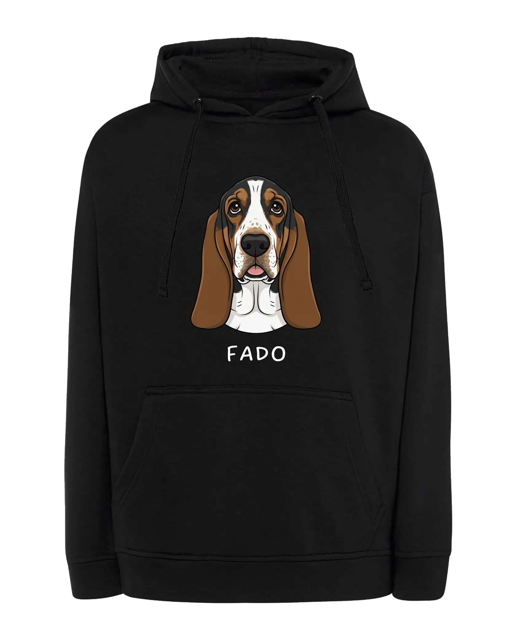 Mikina s kapucí Basset Personalizovaná Pupil Pes Černá XL