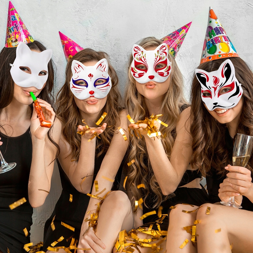 MASKA KOTA MASKI DZIECIĘCE DO MALOWANIA Z MIESZANY ZWIERZĄT 3 SZT Model 3 Pcs Cat Face Mask DIY Paintable Blank Mask