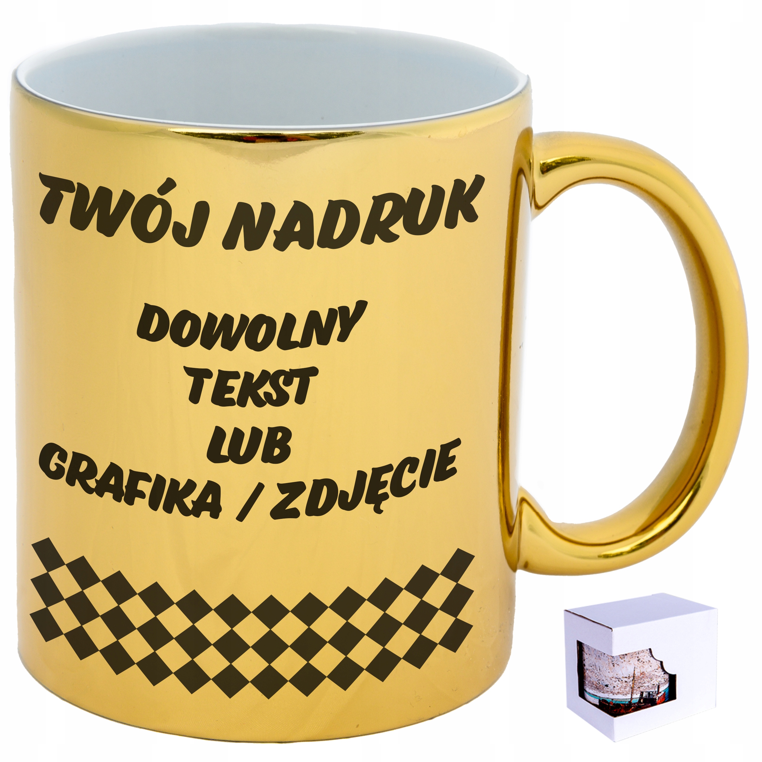 

Złoty kubek z nadrukiem dowolny własny tekst!!