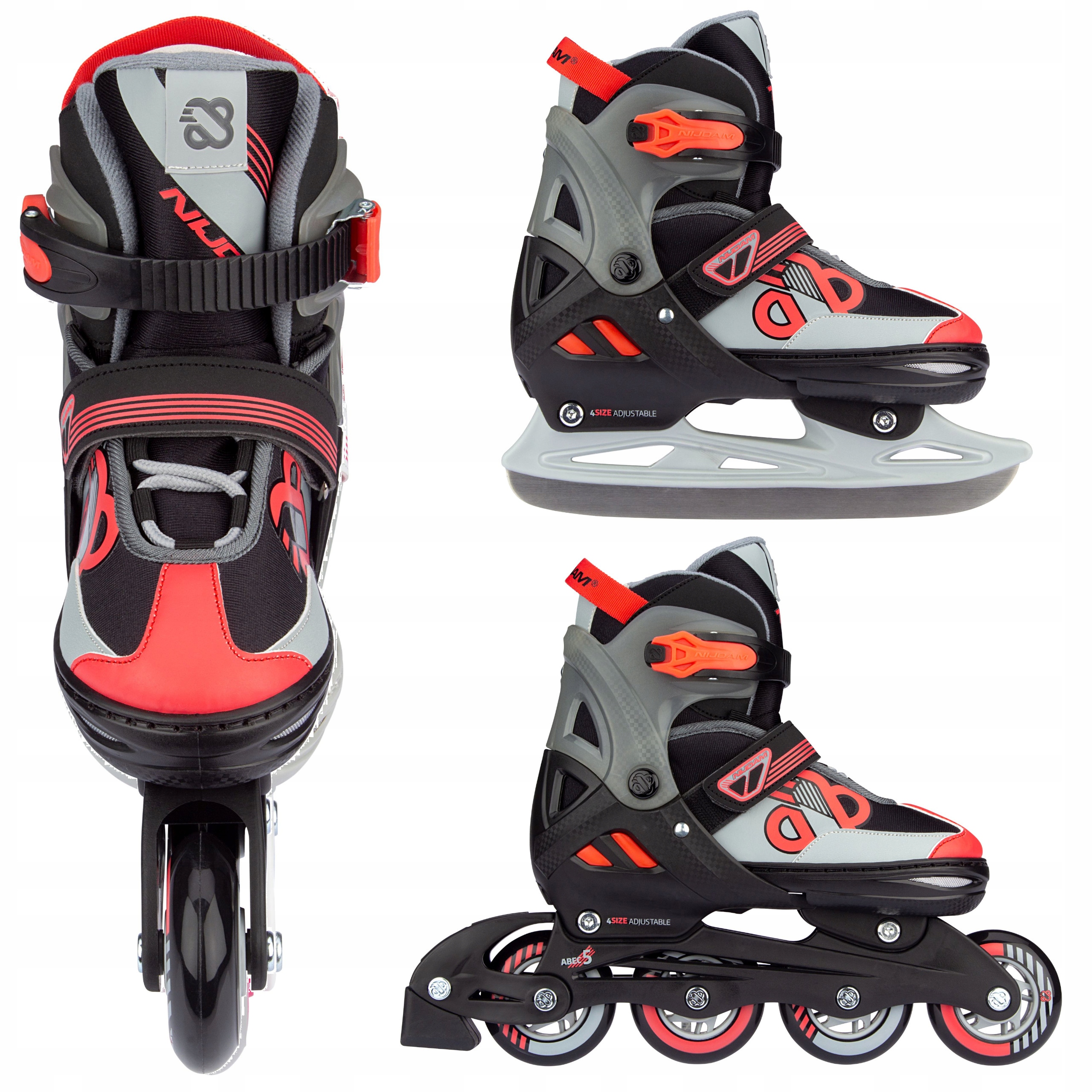 Łyżworolki regulowane 2w1 rolki łyżwy dla dzieci Nijdam 33-36