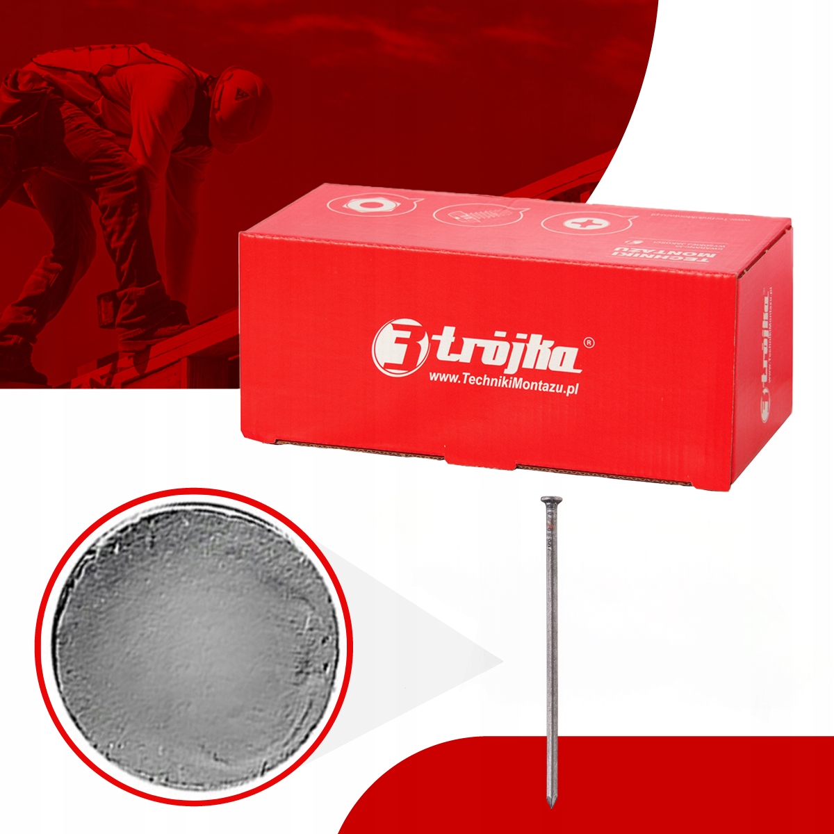 GWOŹDZIE BUDOWLANE CZARNE 3" 3x80mm 5 KG Marka Trójka