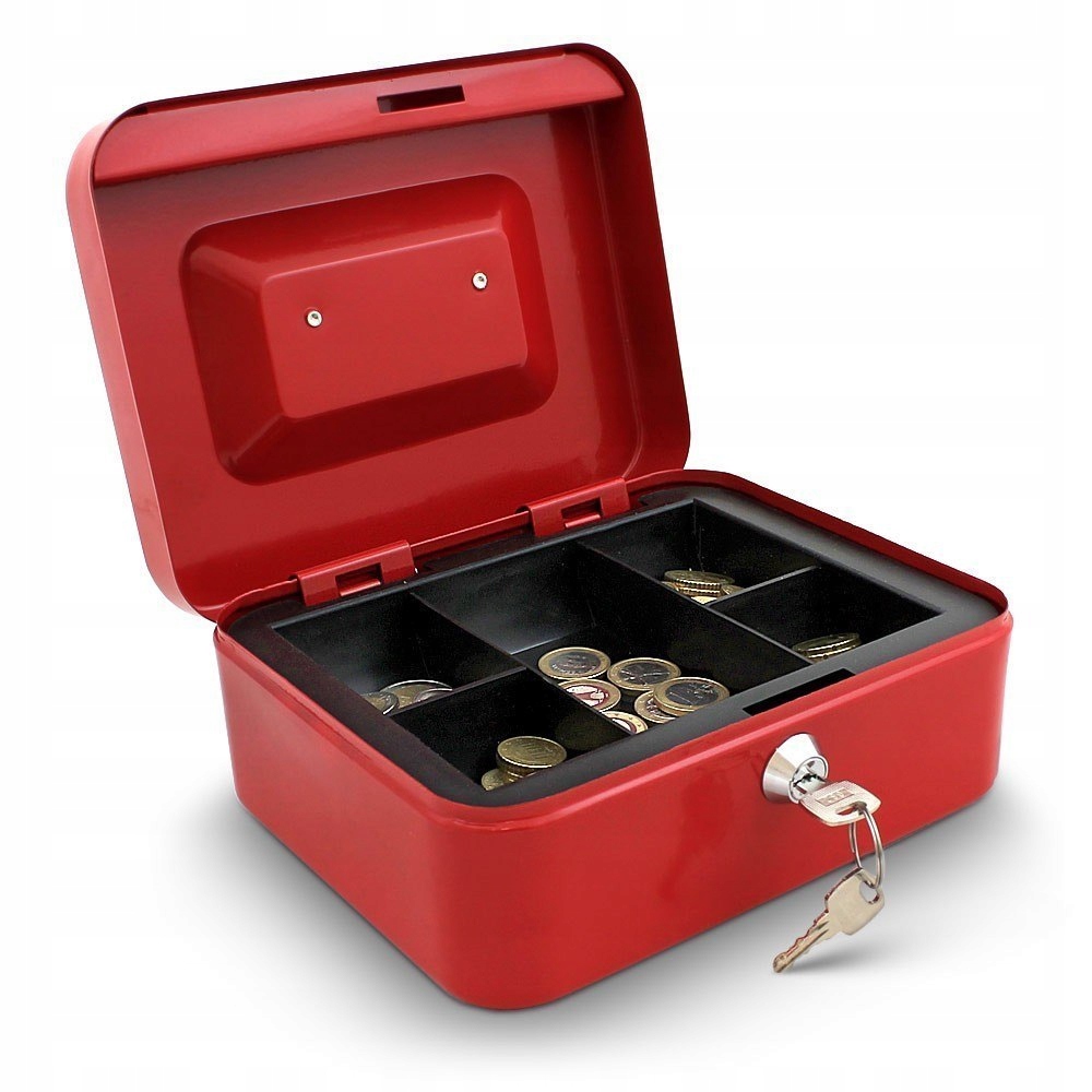 KASETKA NA PIENIĄDZE SEJF METALOWA 20CM CZERWONA Marka Bituxx