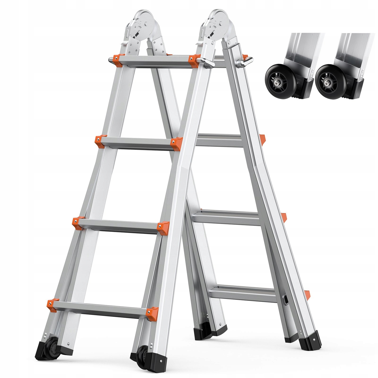 Skladací teleskopický rebrík z hliníka – 4,6 m