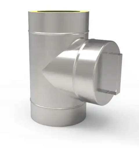 Kd Trojúhelníková izolovaná čistička s deklem fi 140 gr. 0,8 mm 90 st komín