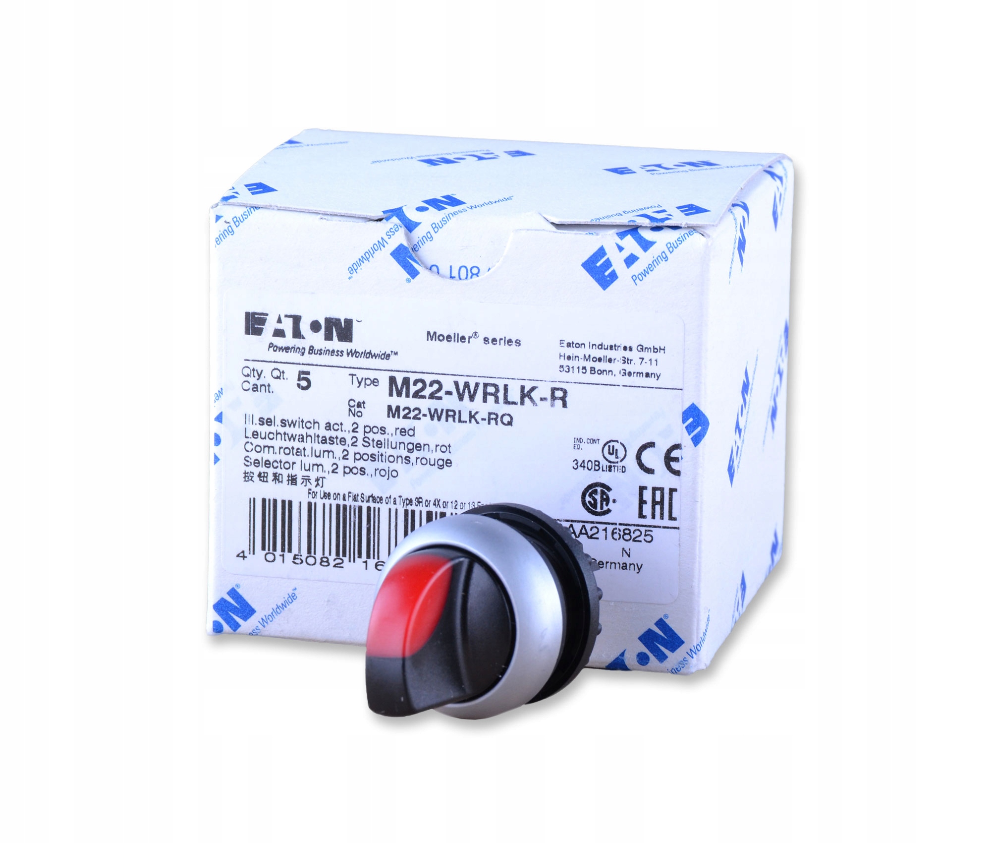 EATON M22-WRLK-R PRZEŁĄCZNIK 2 POŁOŻENIOWY PODŚWIE Marka Eaton