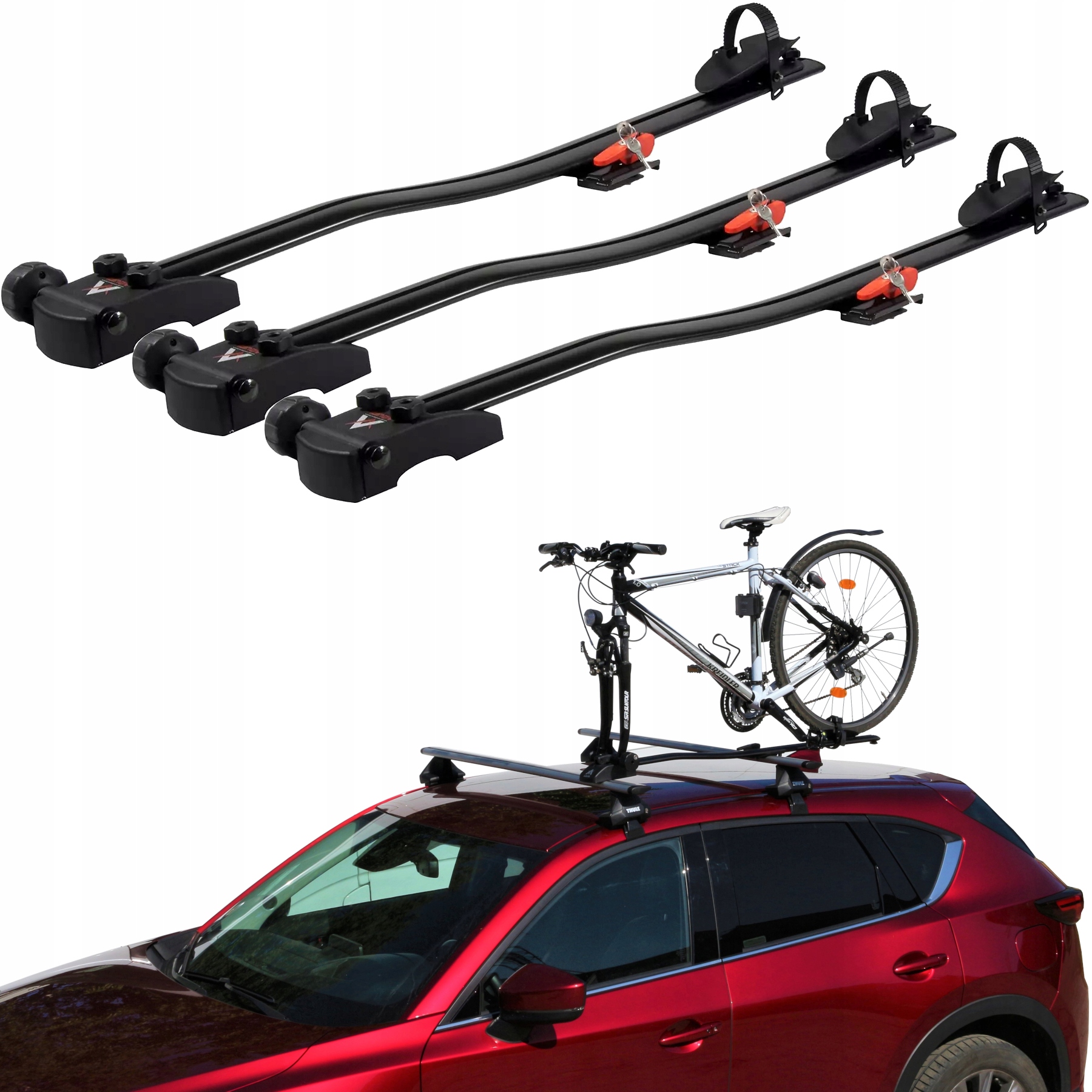 Nosič Na Strechu Na Vidlicu Pre 3 Bicykle Aguri Marathon Basic Black
