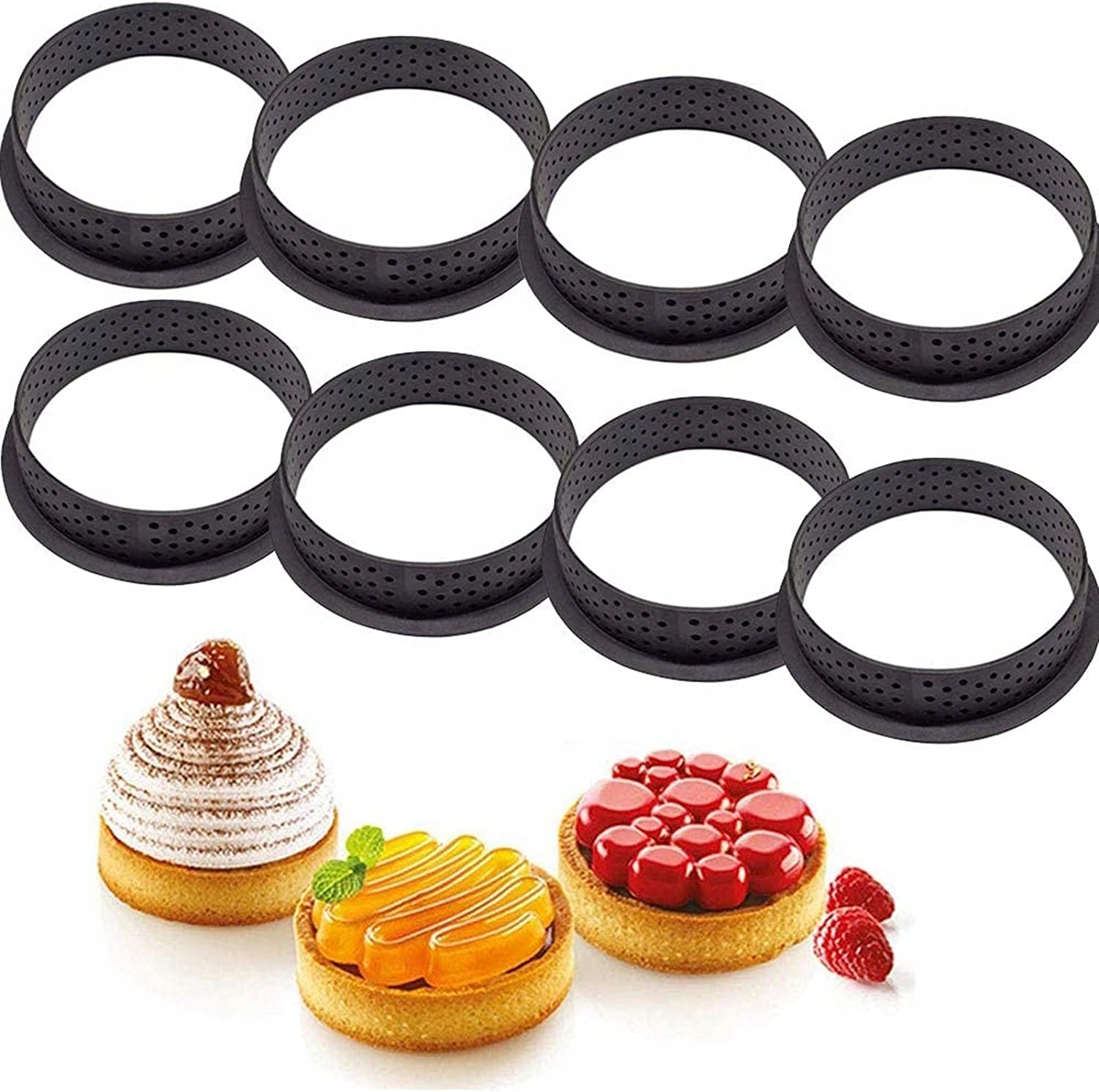 

8 Szt Okrągły Styl Diy Tarta Forma Pierści 95MM