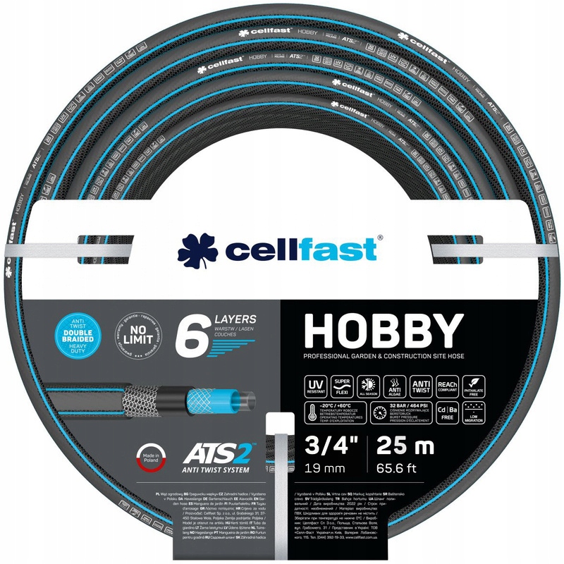 WĄŻ OGRODOWY HOBBY ATS2 3/4'' 25m CELLFAST 16-220