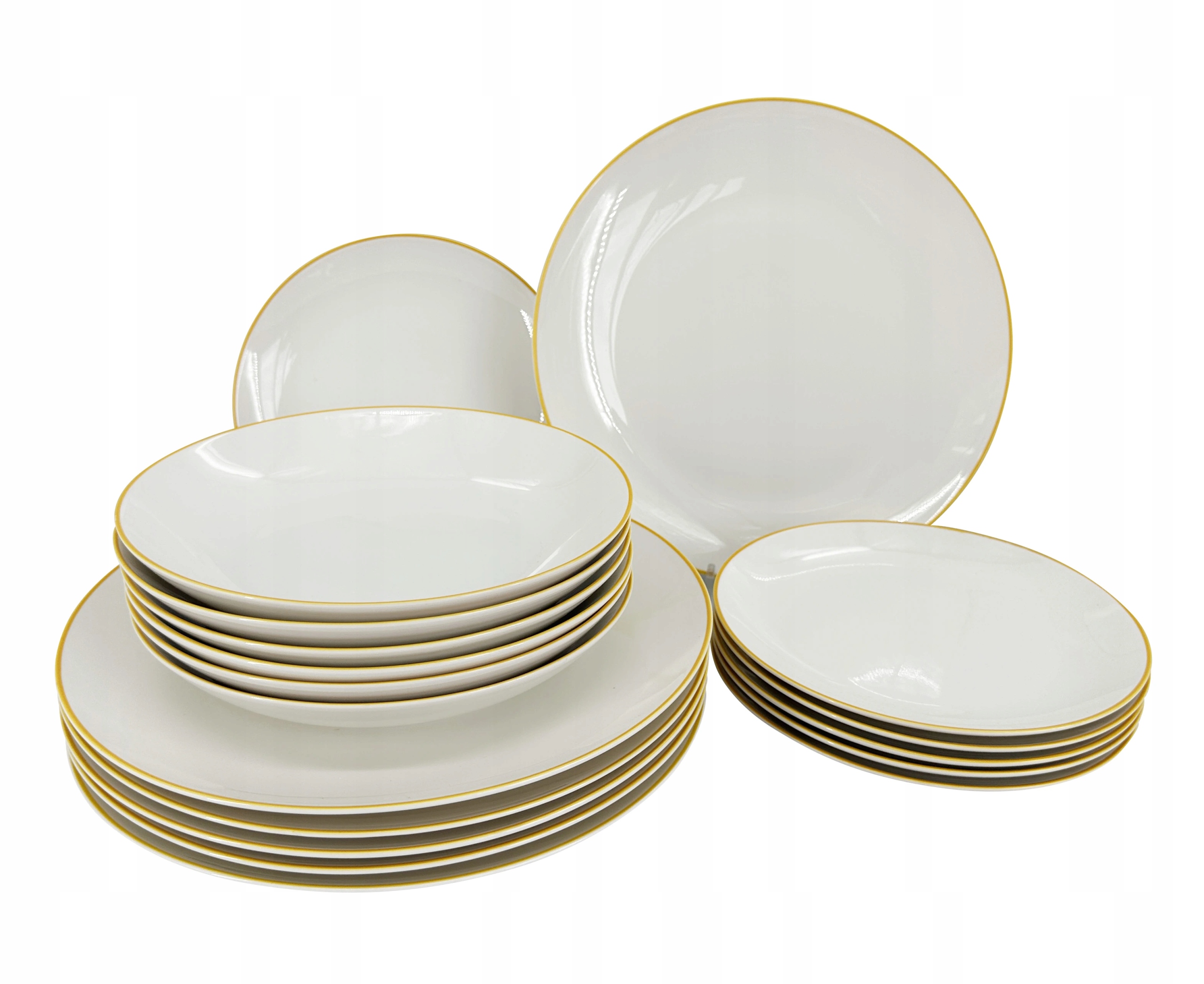 18dílná sada talířů Linea Yellow, žlutá linka