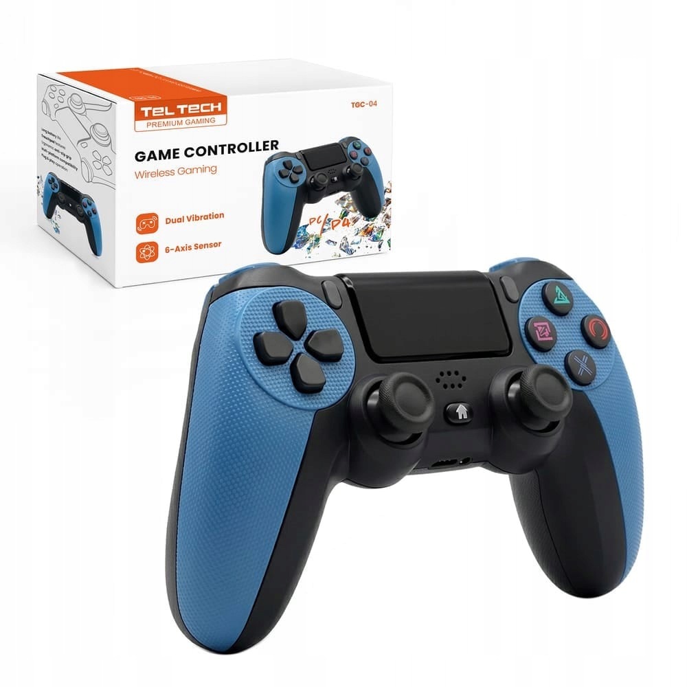 Teltech gamepad PS4 Pc bezdrátový černo-modrý 600 mAh TGC-04