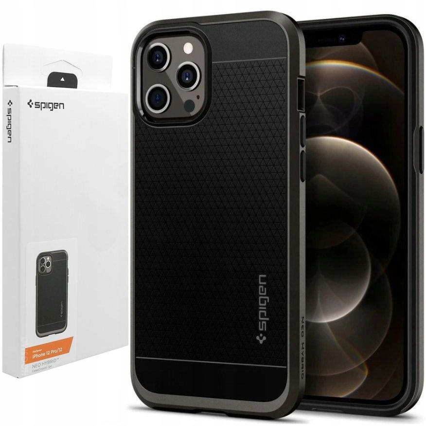 Pouzdro Spigen Neo Hybrid Gunmetal pro Apple iPhone 12/12 Pro, ochranný, kryt