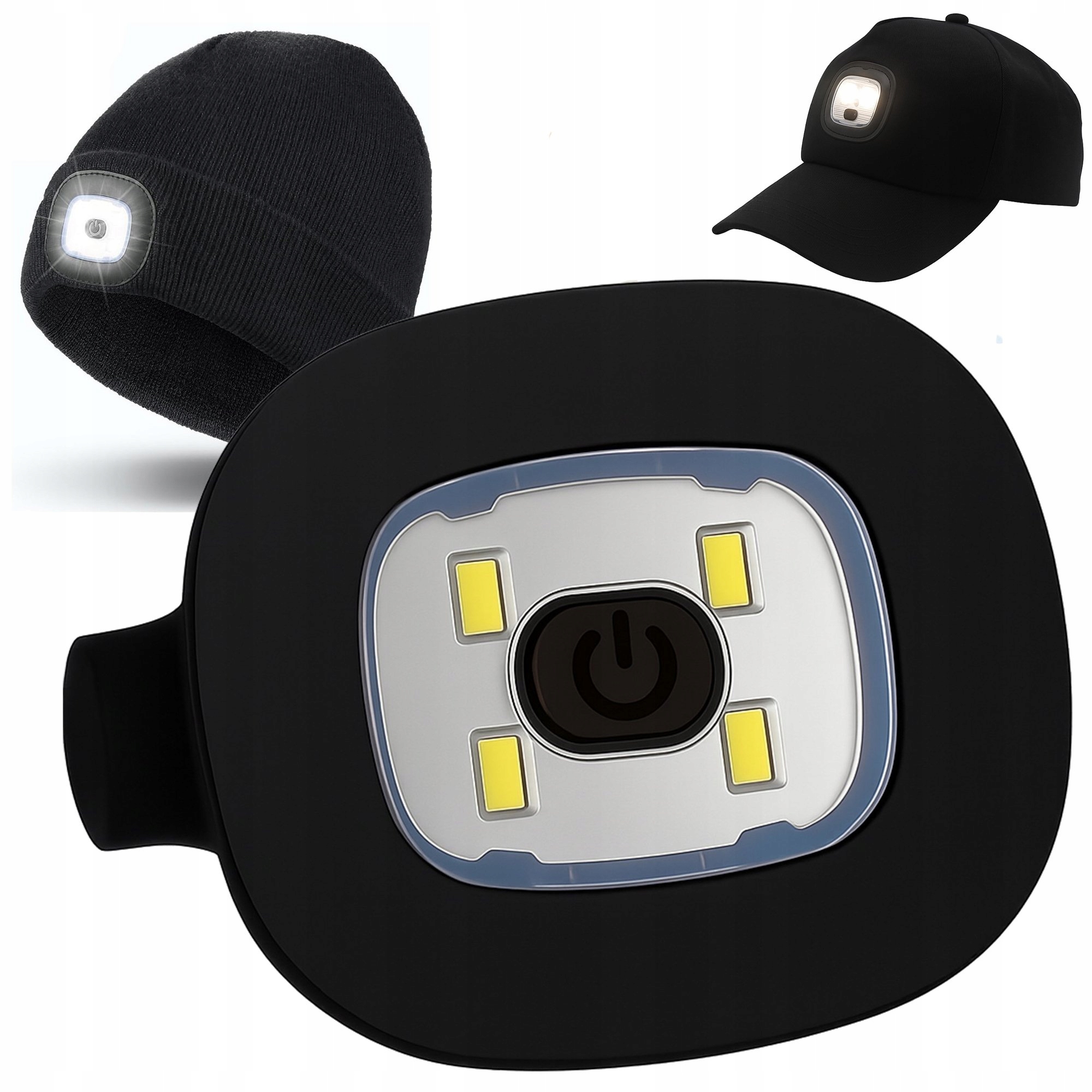LAMPKA LED DO CZAPKI Z LAMPKĄ LATARKĄ LED ŁADOWANA USB 3 TRYBY ŚWIECENIA