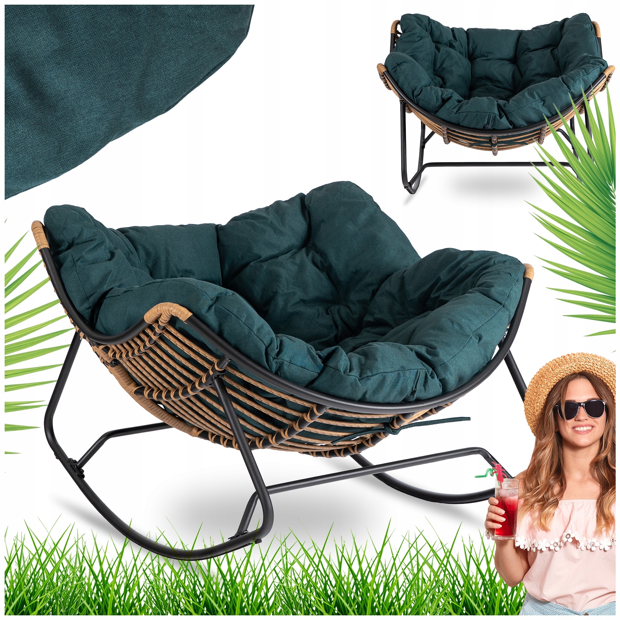 Houpací křeslo zelené odpočinkové Na Terasu Zahrada Elton