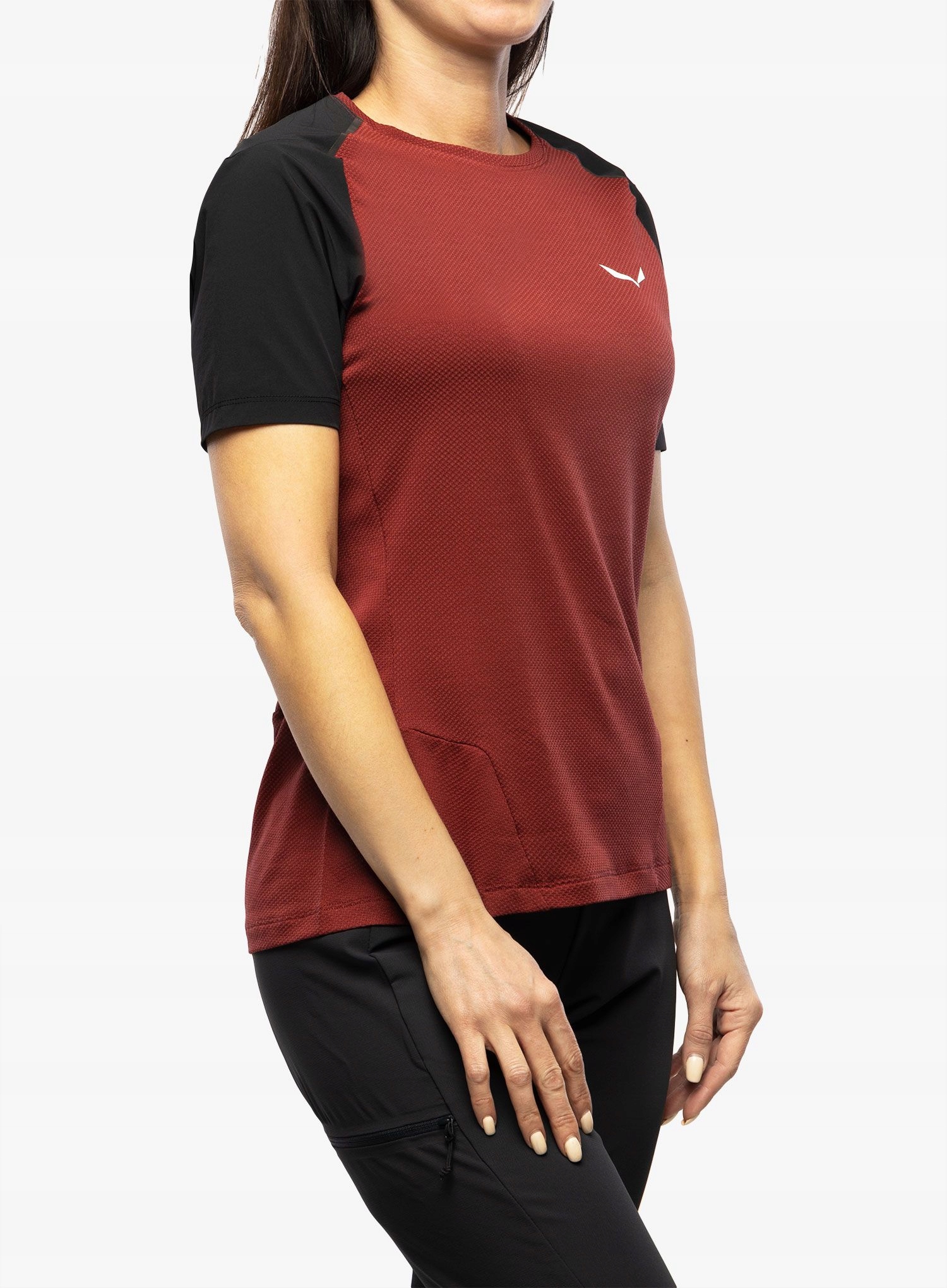 Dámské rychleschnoucí tričko Salewa Pedroc Ptc Delta syrah/black out S