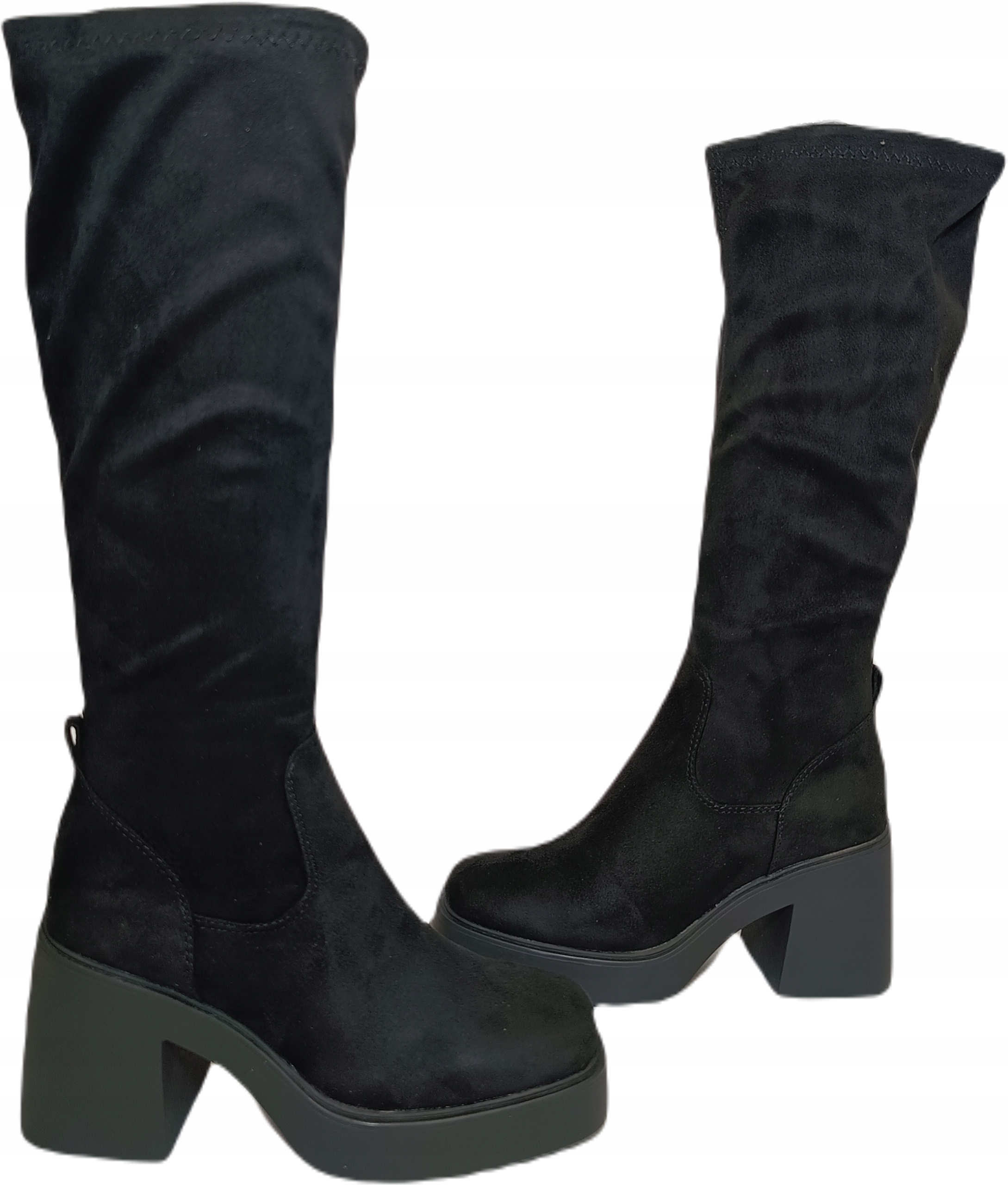 Kozačky Stretch podpatek D&a SN622-10A černé r39