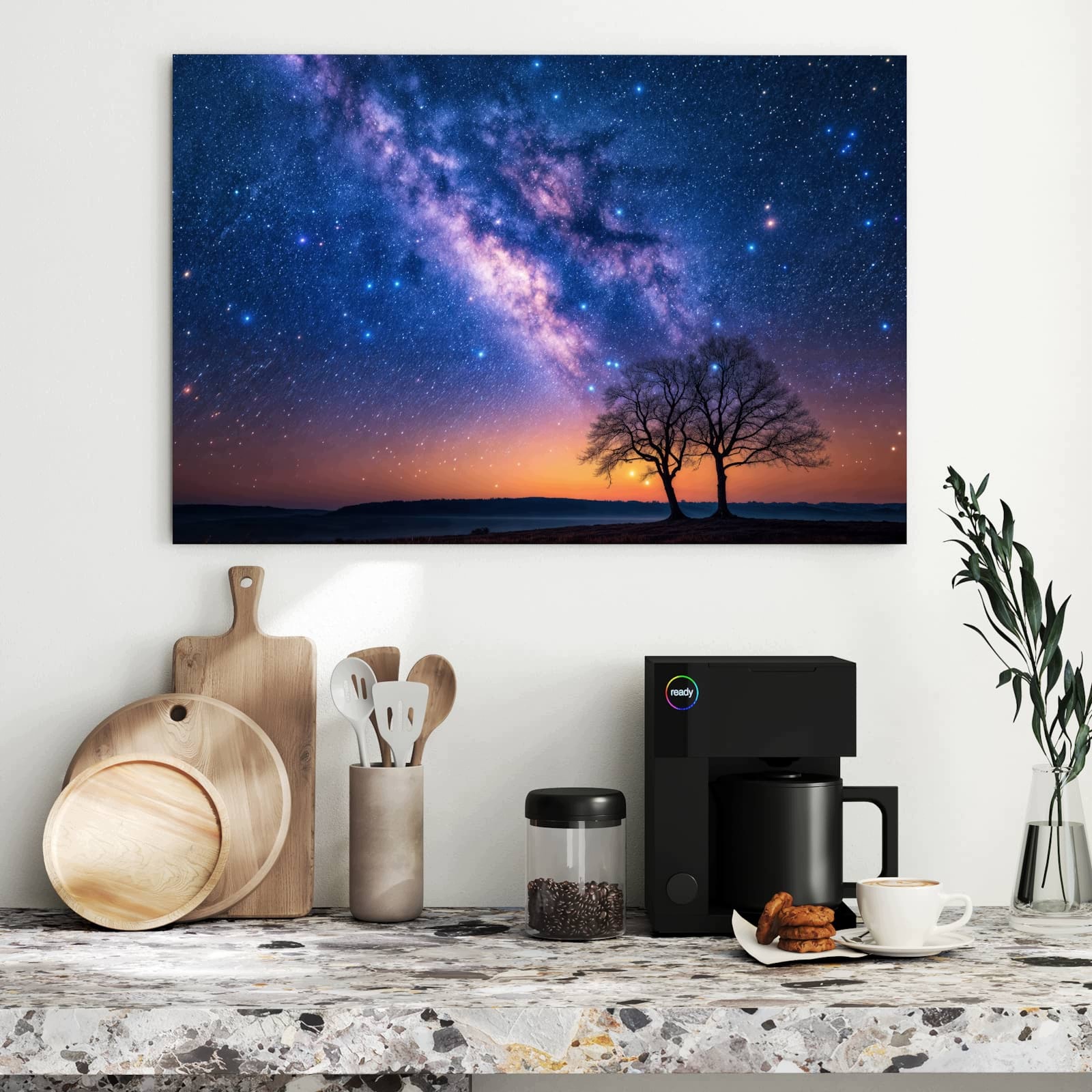 Magnetická tabule Hvězdné obloha Strom 90 × 60 cm