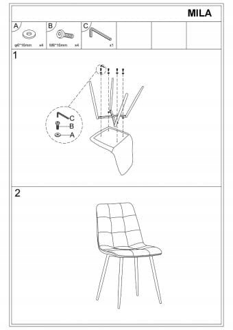 Krzesło MILA VELVET turkusowe aksamitne Signal Liczba krzeseł w zestawie 1