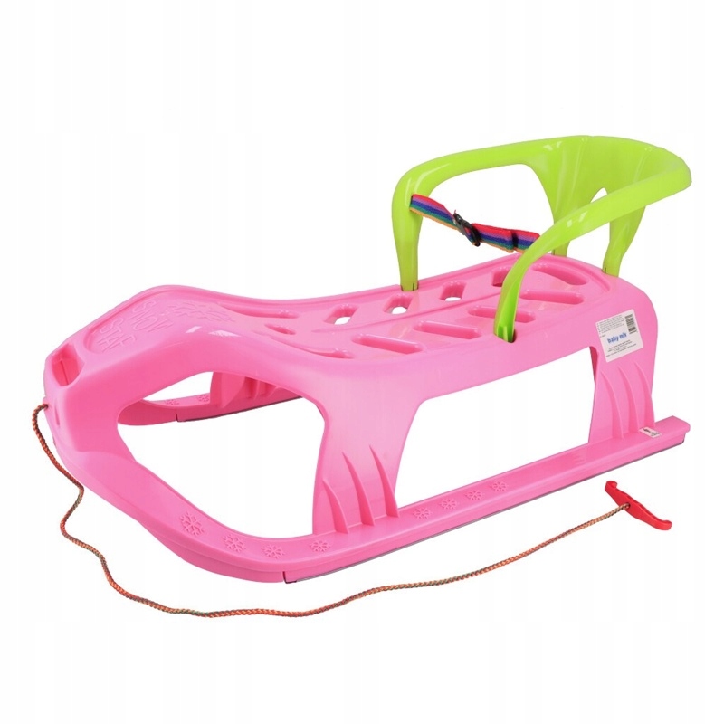 BABY MIX SNOW STAR Plastikowe sanki z oparciem PINK Różowe