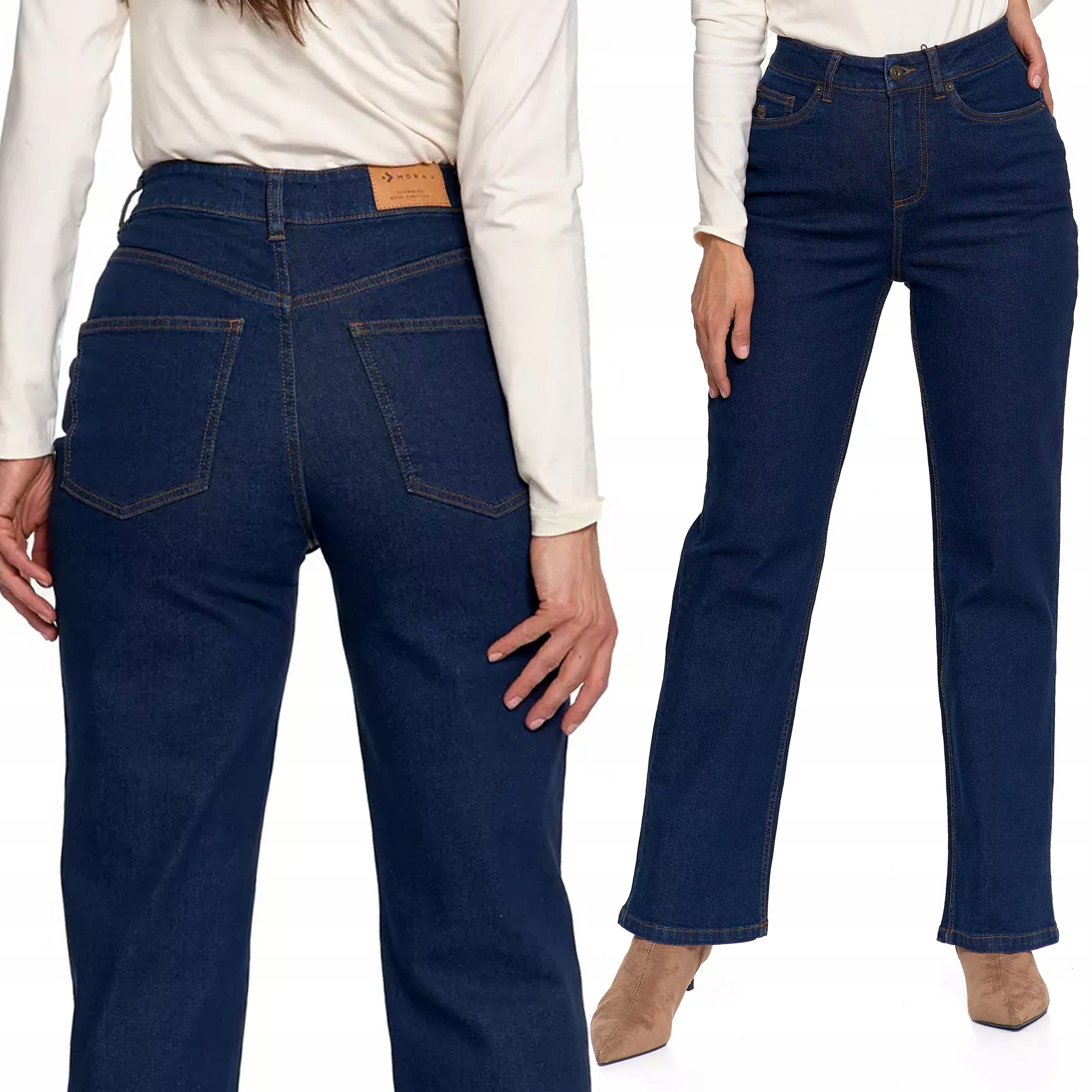 Spodnie Jeansowe z Szeroką Nogawką Moraj Jeansy Damskie Wysoki Stan XL