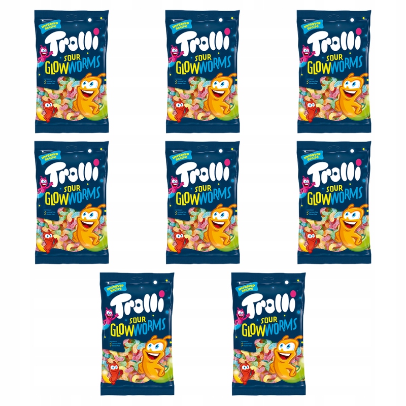 Trolli Sour Glowworms Robaczki Żelki 1000g X8