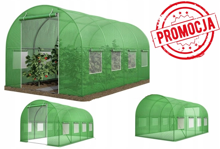 TUNEL FOLIOWY OGRODOWY SZKLARNIA FOLIA NA WARZYWA OWOCE 395 x 246 cm 10m2
