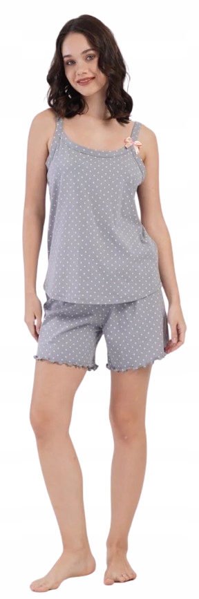 Pyžamo S Puntíky Tričko Tenká Ramínka Mašlička Kraťasy Šortky 3XL
