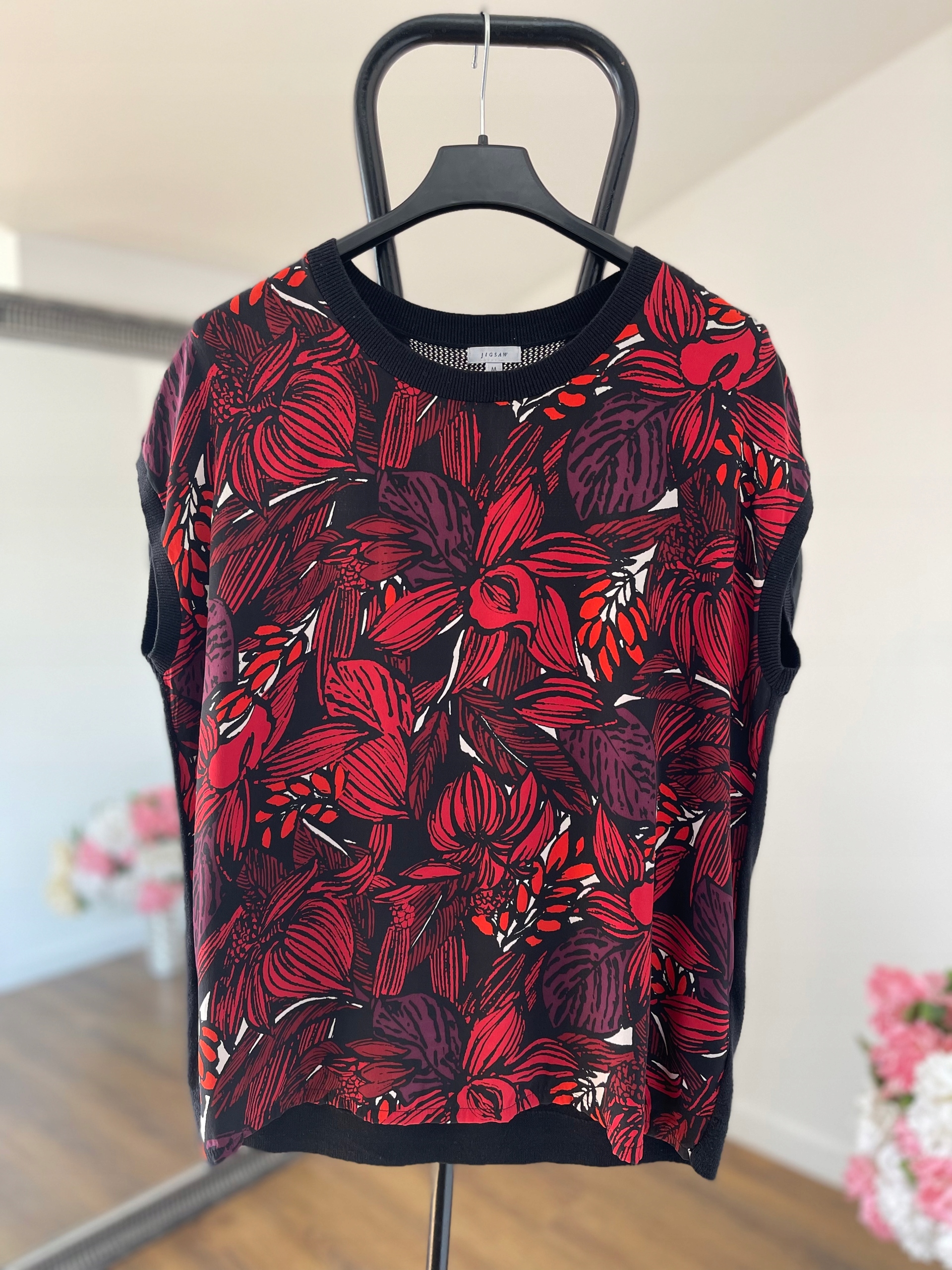 Jigsaw sweterkowy top z jedwabnym przodem M Marka inna