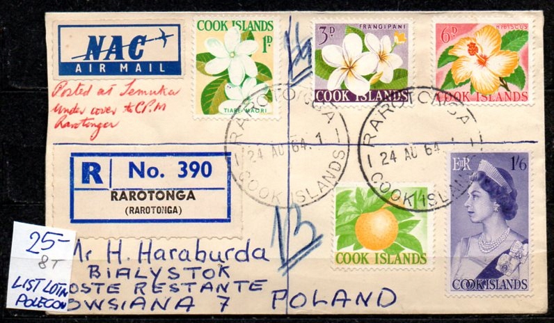 Cook Islands 8 T , list lotniczy polecony