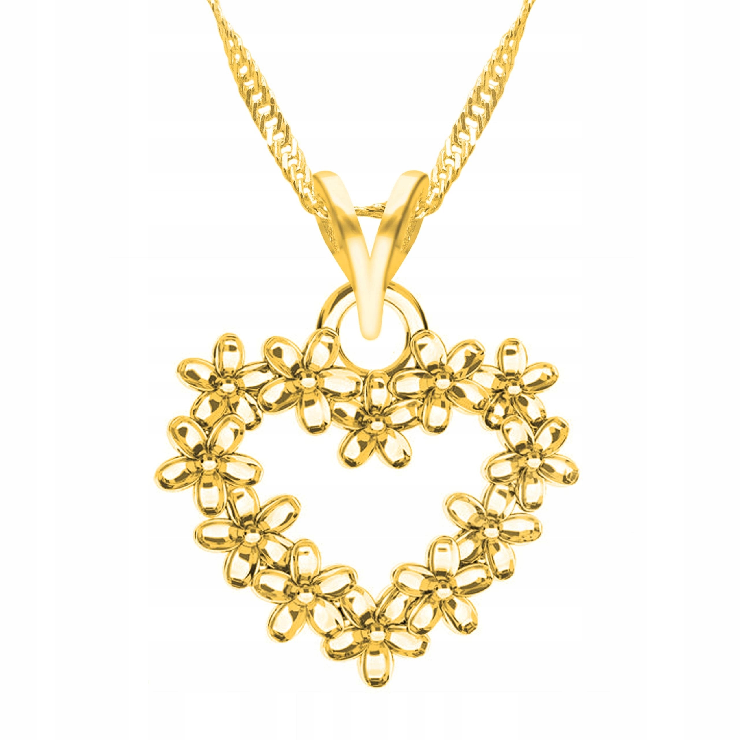 Zlatý náhrdelník Srdce s květinami Růže Srdíčko Květina Stříbro 925