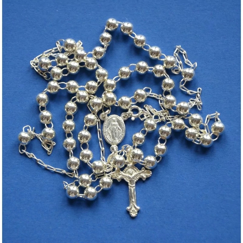 Růženec stříbrný s Pannou Marií Neposkvrněnou, rozepínací