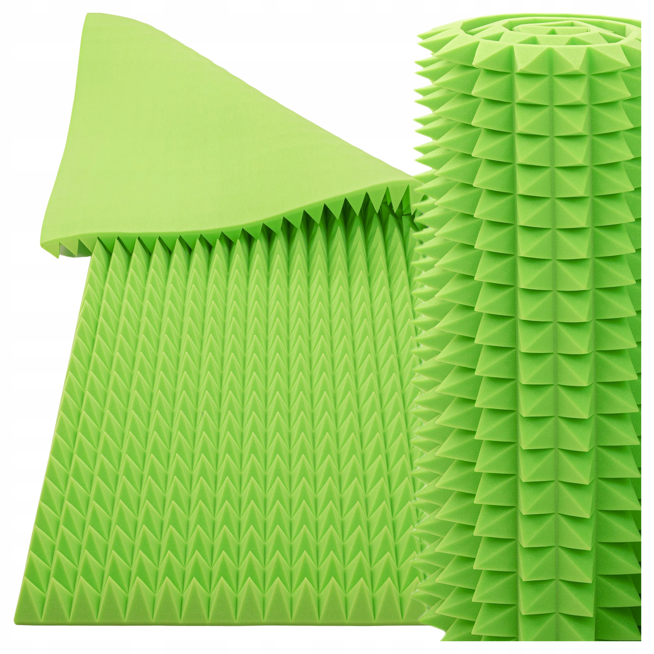 Piramidka akustický odhlučňovací panel z pěny 100 x 200 cm 7 cm, světle zelený