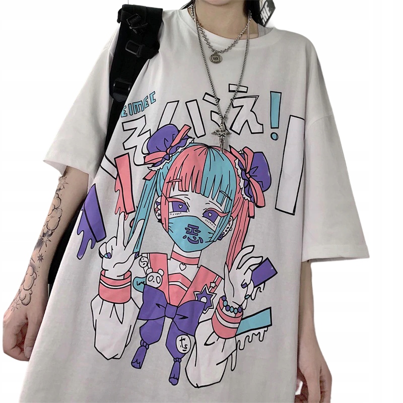Tričko oversize s potiskem Tričko japonský styl anime manga M