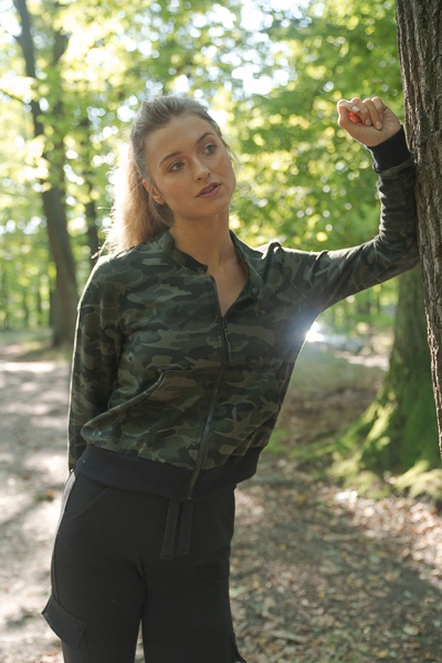 

Bluza damska bomberka moro zielona bawełna S-xxl