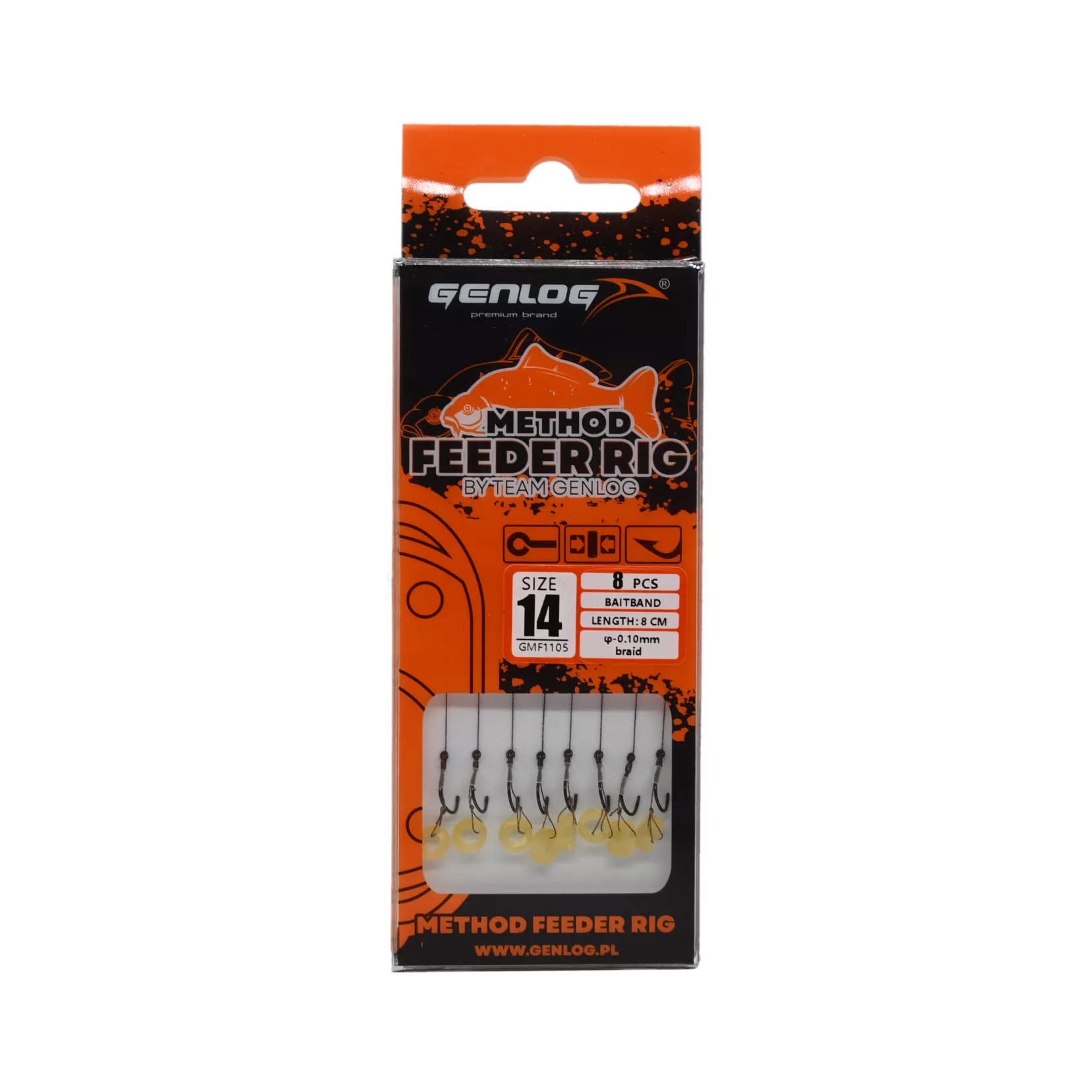 Przypony Method Feeder Rig z Gumką Genlog hak 14 plecionka 0,10mm 8cm