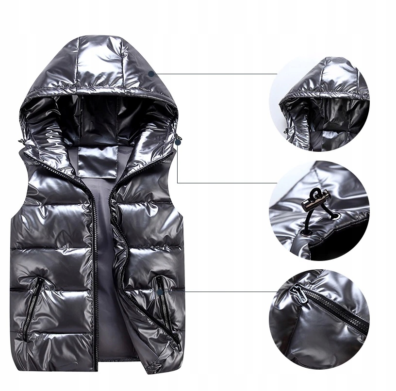 METALICZNA KAMIZELKA BEZRĘKAWNIK Z KAPTUREM Marka Inna marka