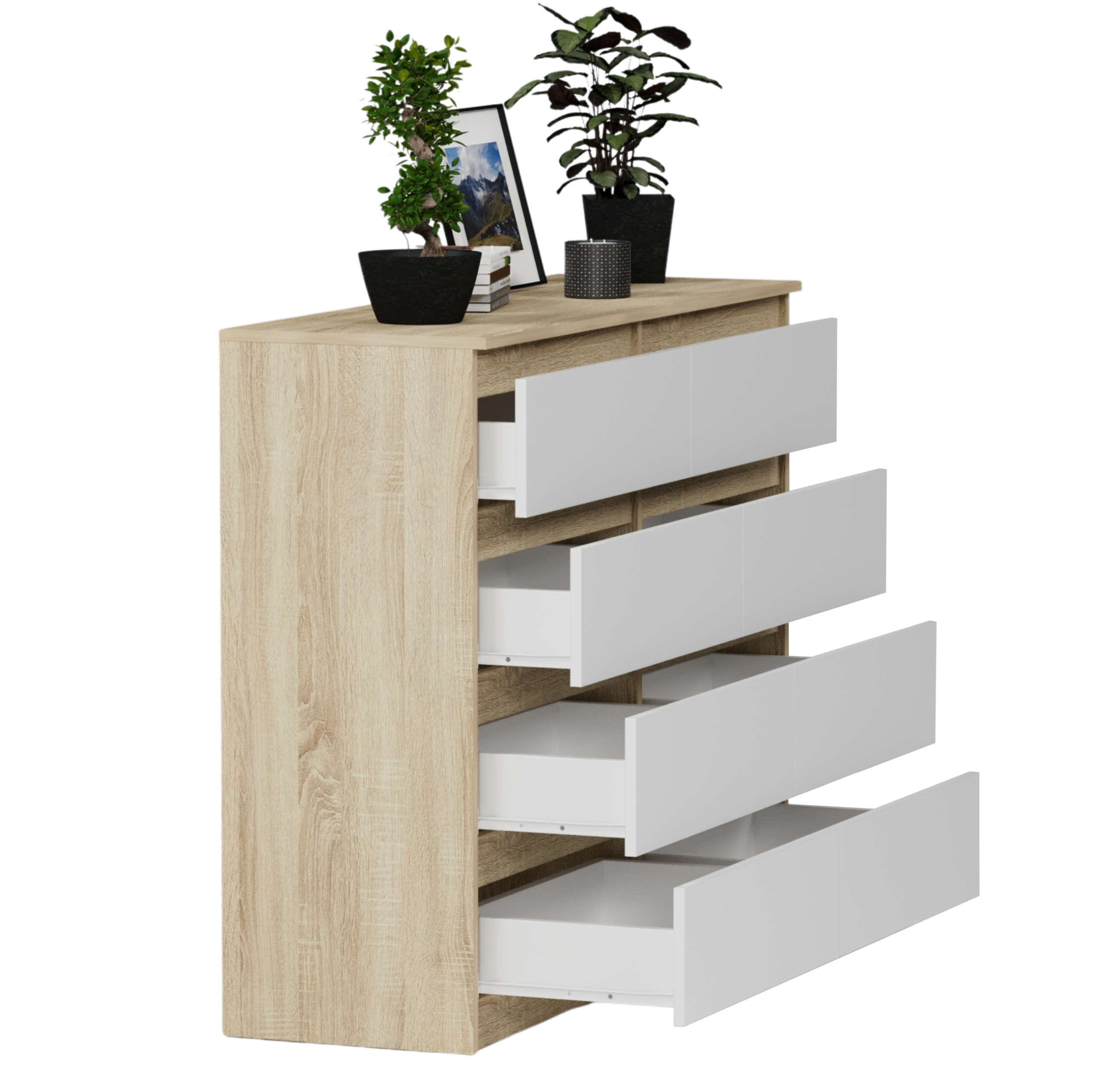 Nowoczesna KOMODA 140 SZAFKA 8 SZUFLAD Sonoma MIX