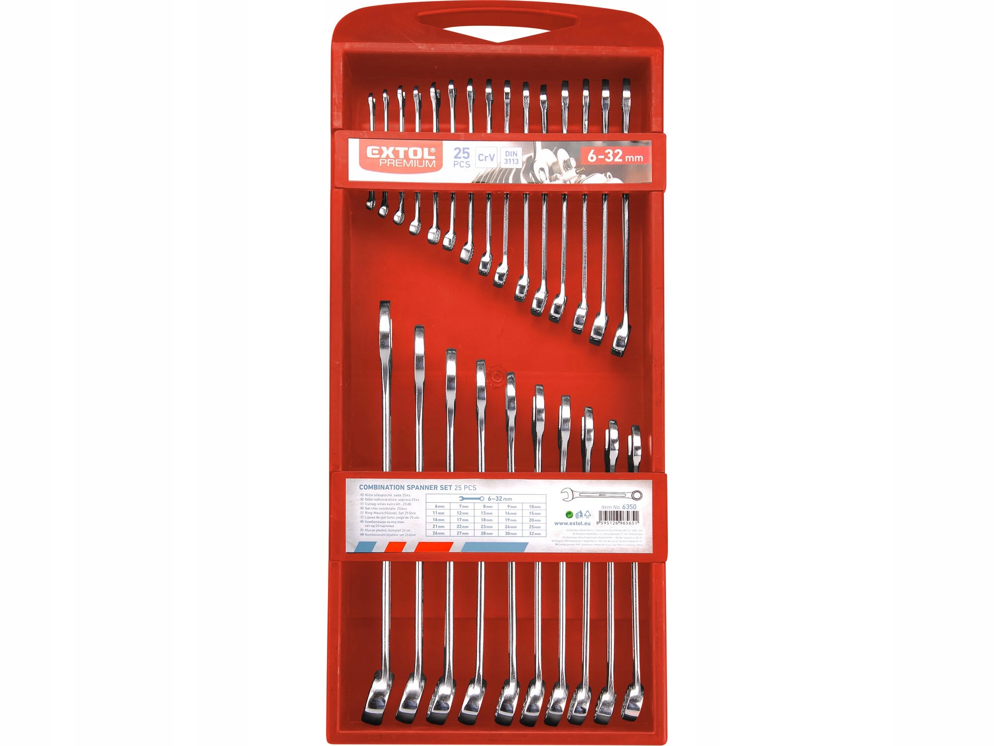 Kľúče očko-vidlicové, 25-dielna, CrV, Extol Premium